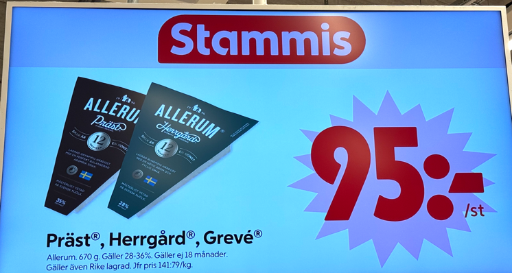 Allerums ost prissatt per styck
